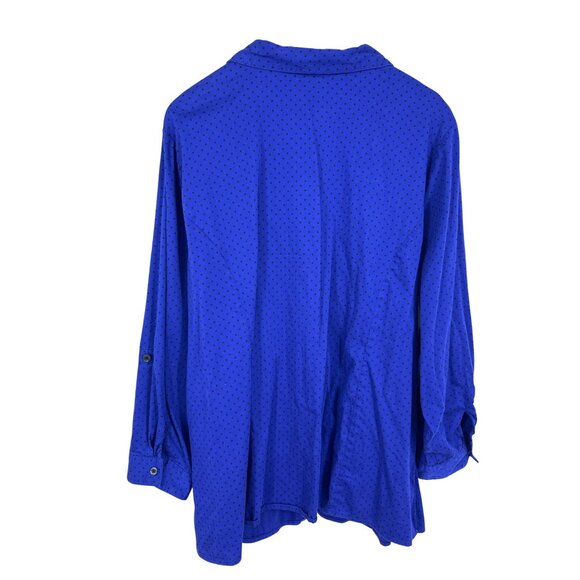 Catherines Womens Button-Up Blue Polka Dot Shirt Size 4X 30/32W - Picture 5 of 9